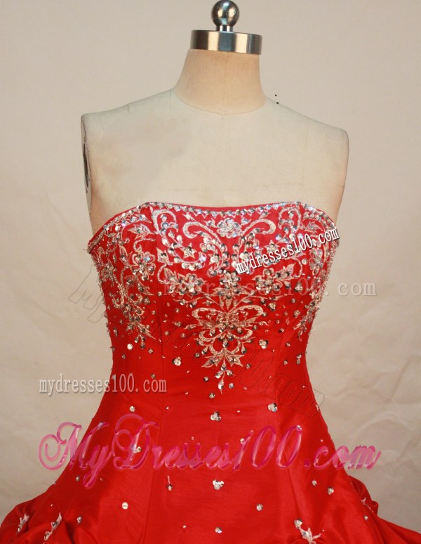 2013 Appliqued and Beaded Hot Pink Dress for Quinceanera